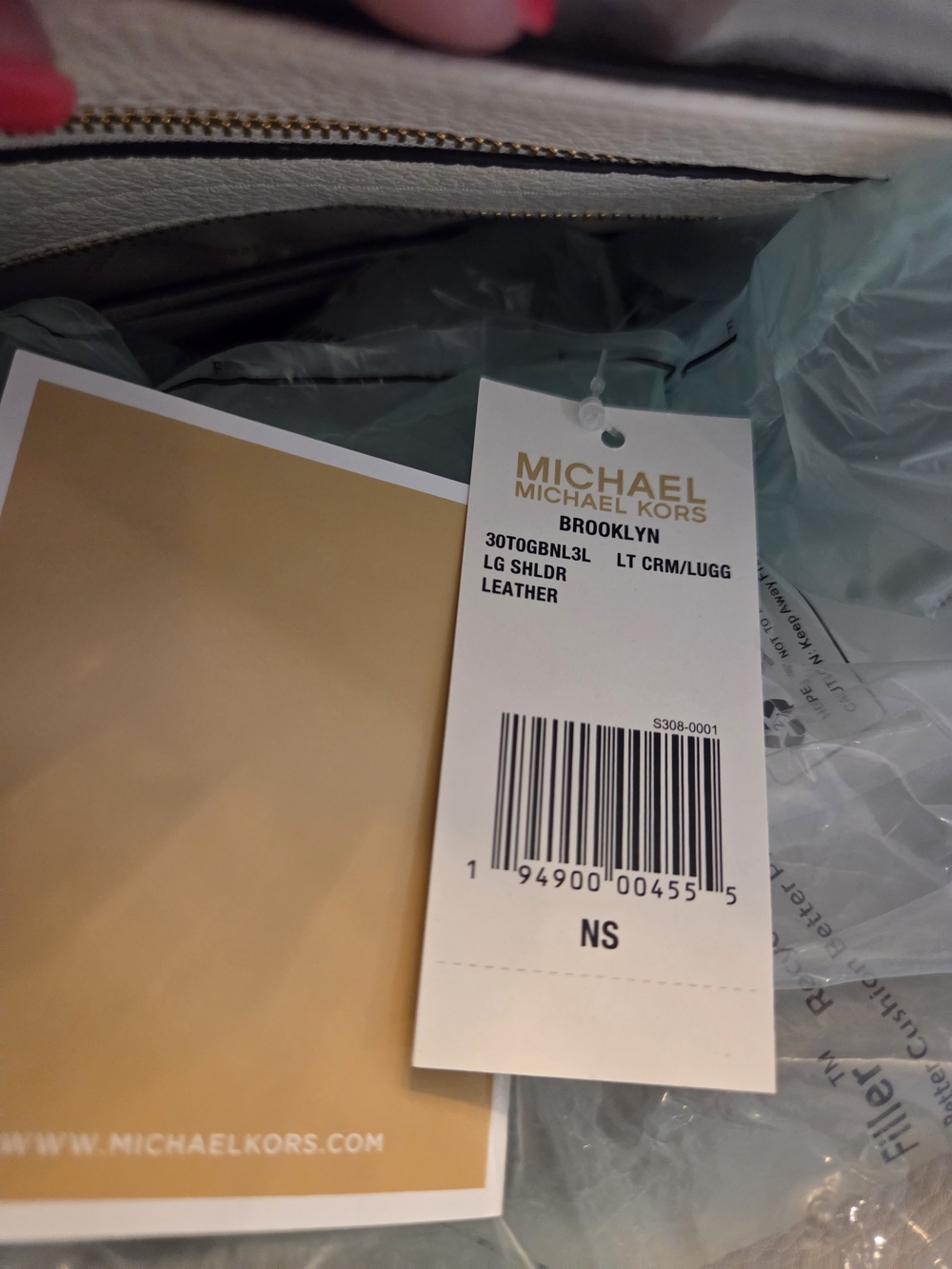 Michael Kors Light Cream Leather Handbag with Gold Hardware